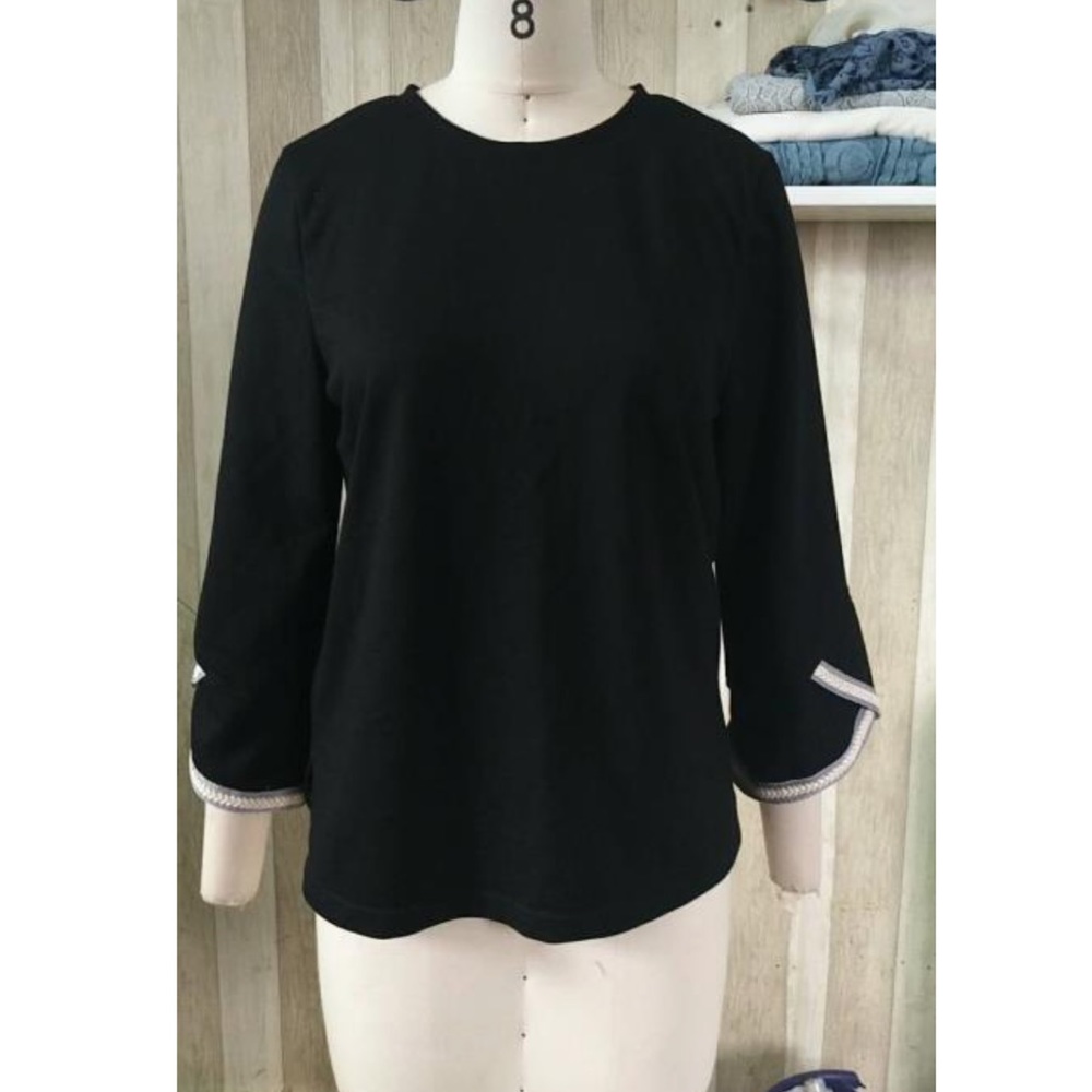 ANTHROPOLOGIE: Black Trim Sweater - Picture 2 of 2
